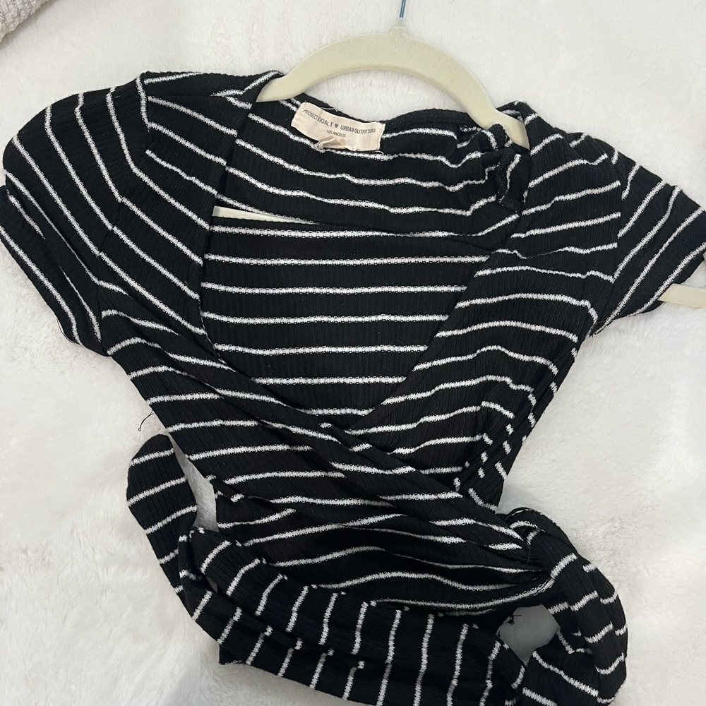 Project Social T Black and White Striped Top
